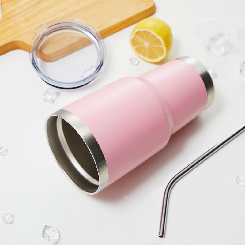 MEWAY 30oz Insulated Tumbler With Lids and Straws,Stainless Steel Double Vacuum Coffee Tumbler Cup, Brush, Durable Powder Coated Coffee Cup for Cold & Hot Drinks, Office, Travel(Pink,8 PACK) - Image 5